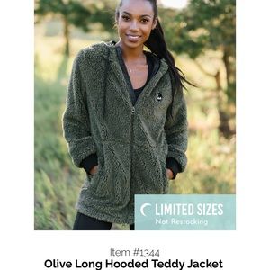 Zyia Active Long Olive Teddy Jacket- Large